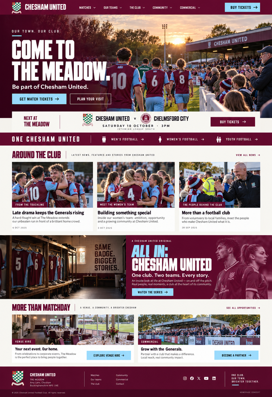 Proposed Chesham United homepage concept
